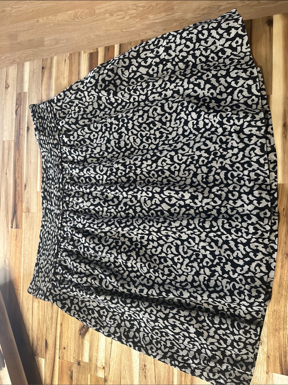 LOFT Black and White Leopard Print Skater Skirt